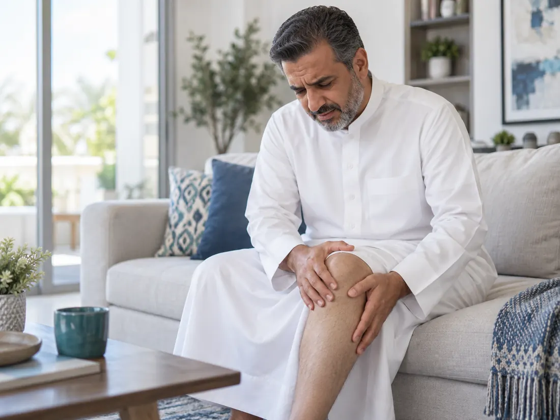مريض يعاني من ألم الركبة المرتبط بخشونة المفصل